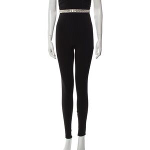 Cinq a Sept Black Jumpsuit with Crystal details at the waist line.